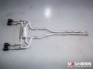 Jaguar F-TYPE Performance Exhaust System - MADNESS - 3.0L V6 - Dual Side Exit - Vacuum Valve Design - Black Chrome Exhaust Tips Jaguar F-TYPE Performance Exhaust System - MADNESS - 3.0L V6 - Dual Side Exit - Vacuum Valve Design - Black Chrome Exhaust Tips